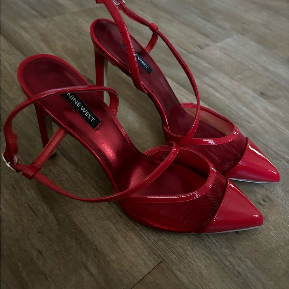 Nine West Vibrant Red Strappy Heels